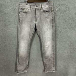 G star raw mens jeans 31 gray button fly tappered leg 3301 stretch casual